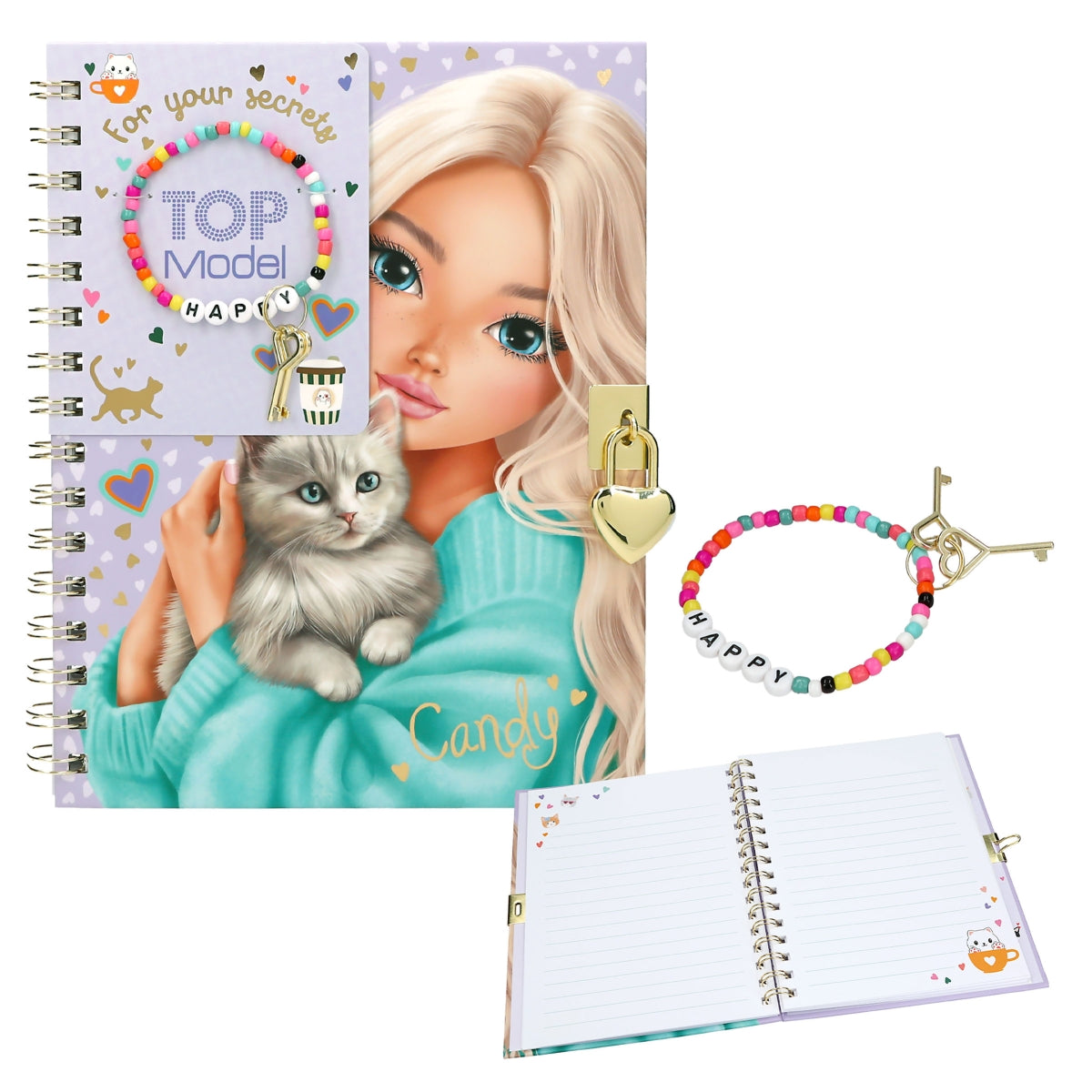 TOPModel Diary with Padlock & Bracelet