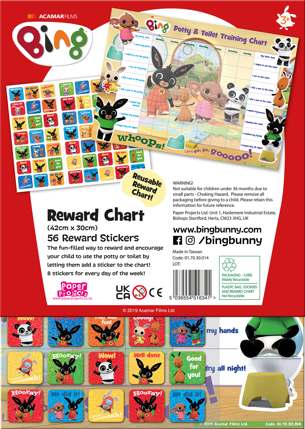 Bing Potty Training Reward Chart & Stickers