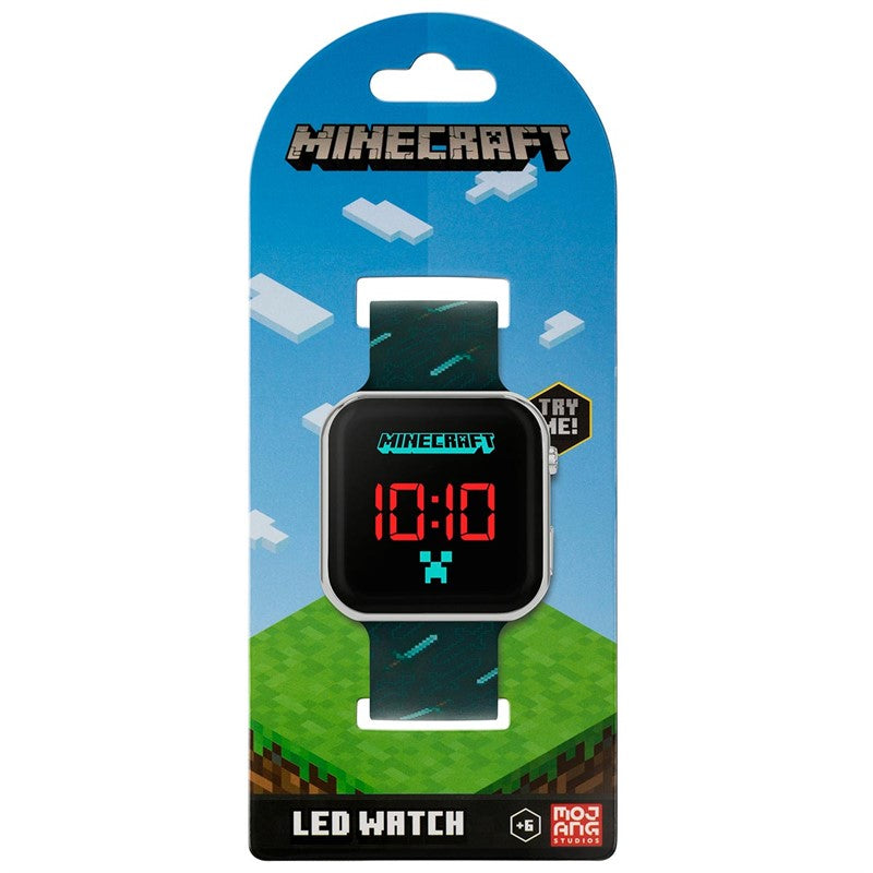 Minecraft Black Strap LED Watch