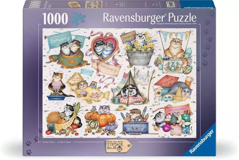 Crazy Cats: Cats Calendar 1000 Piece Jigsaw Puzzle