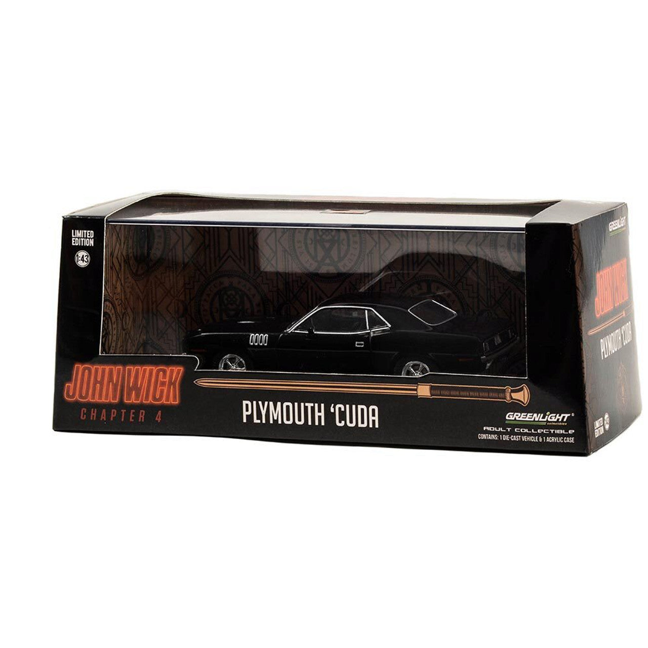 John Wick 4 Plymouth Cuda 1:43 Scale Die Cast