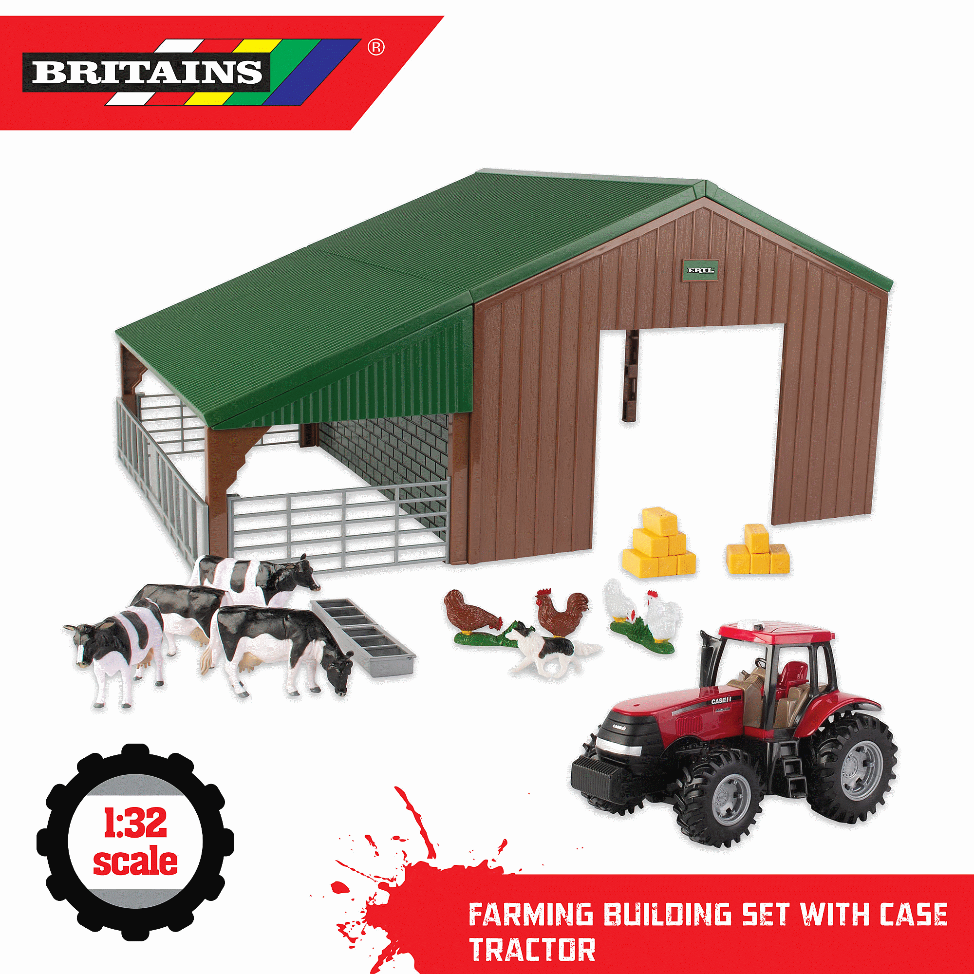 Britains Farm Set & Case Ii Tractor