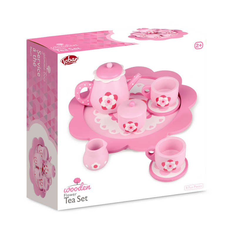 Wooden Flower Tea Set