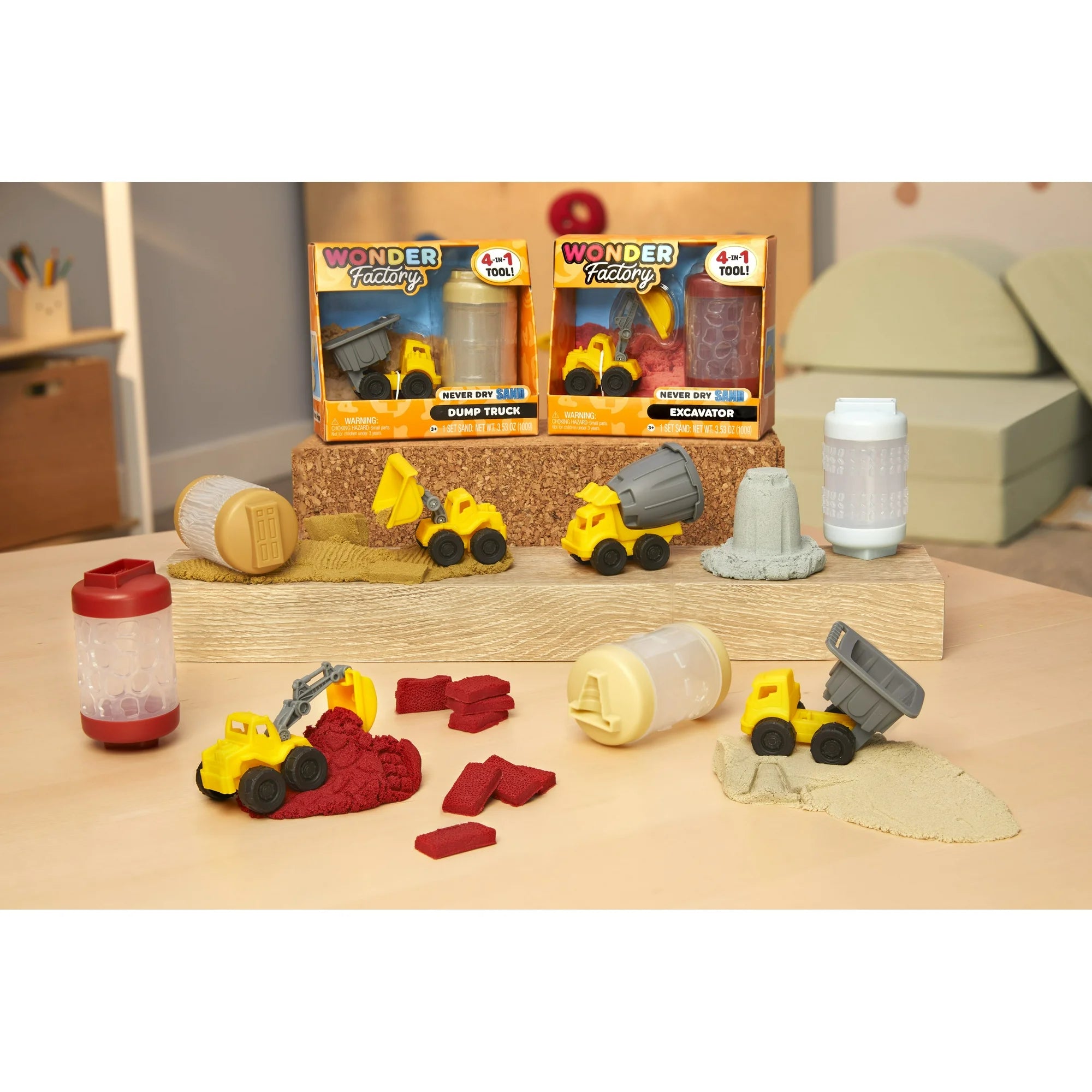 Wonder Factory Never Dry Sand Construction Trucks