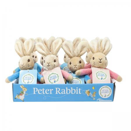 Peter Rabbit & Flopsie Beanie Rattle Soft Toy Ast.