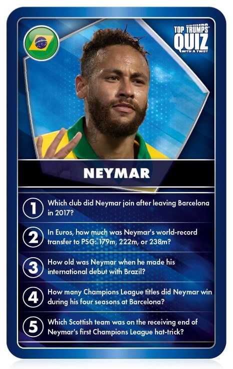 Top Trumps World Football Stars Quiz with a Twist