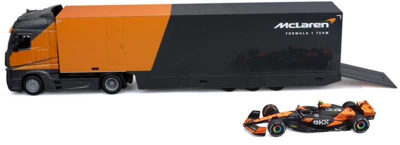 Bburago F1 McLaren Racing Transporter with MCL38 2024 Norris