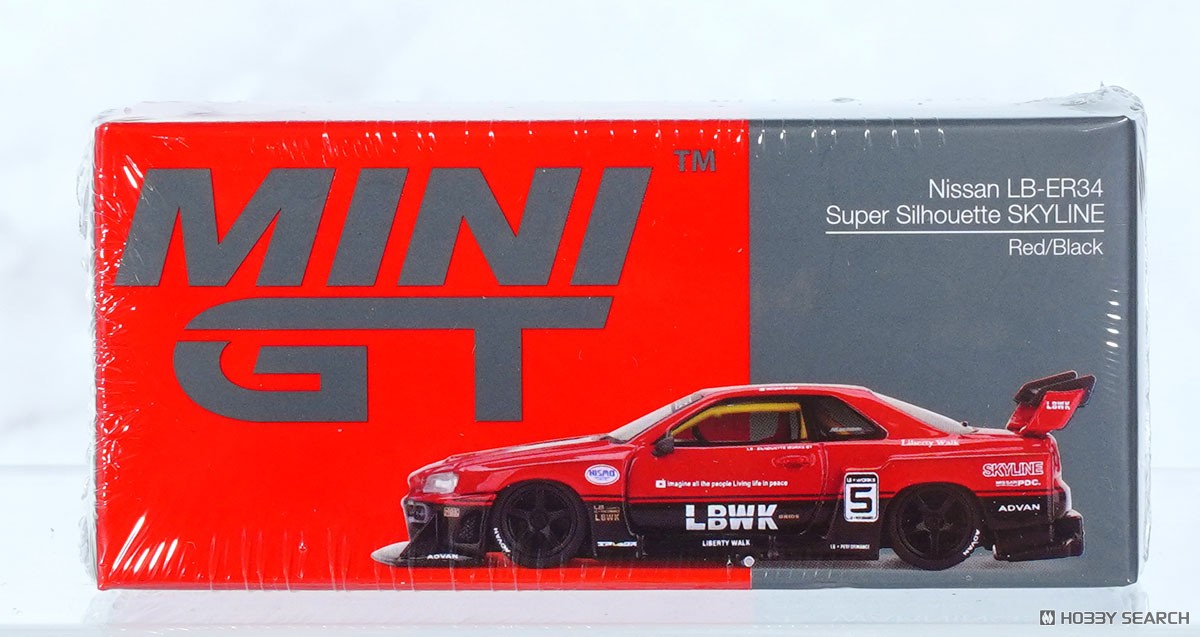Mini GT Nissan LB-ER34 Super Silhouette Skyline Red/Black 1:64 Scale Die Cast Model
