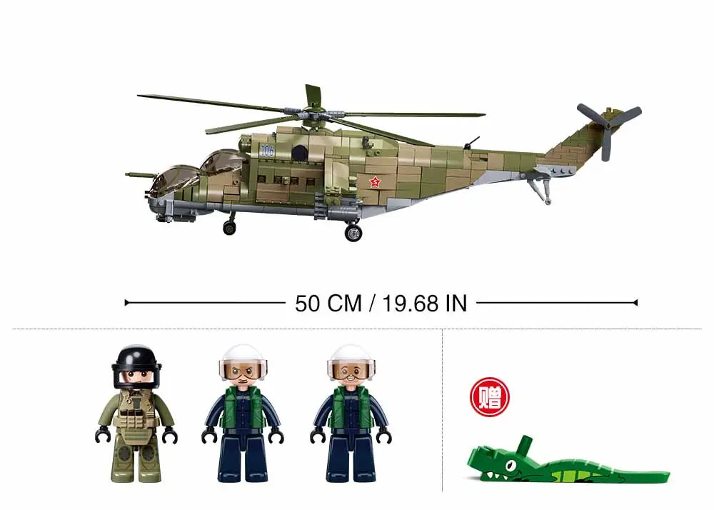 Sluban MI-24S Helicopter Gunship 1:35 Scale Set