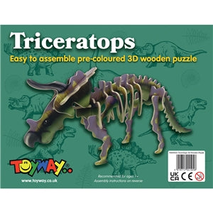 Easy to Assemble Triceratops 3D Wooden Puzzle