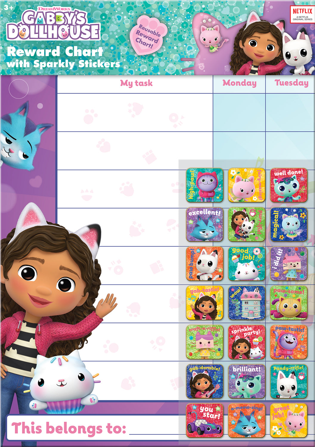 Gabbys Dollhouse Reward Chart & Stickers