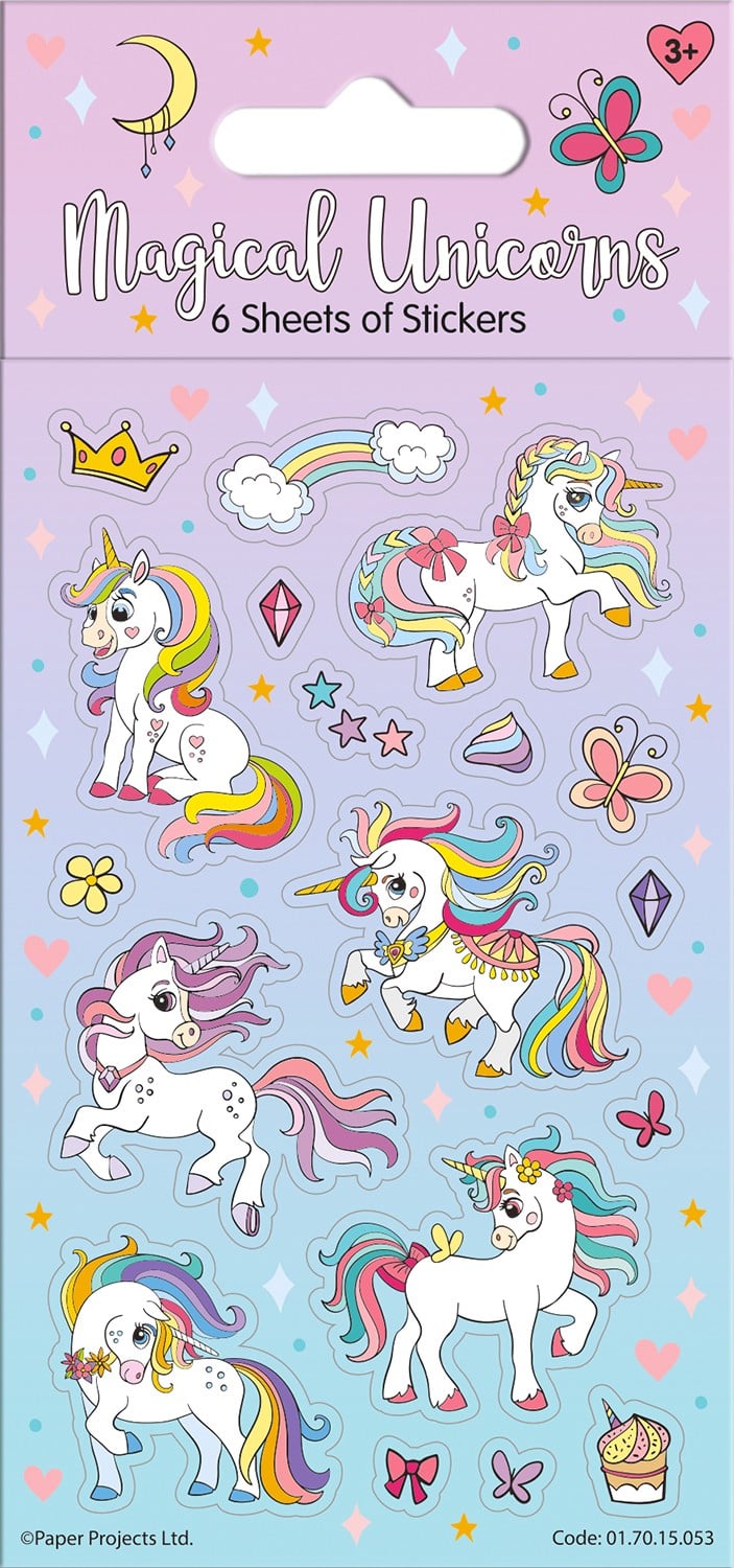 Magical Unicorns 6 Sheet Sticker Pack
