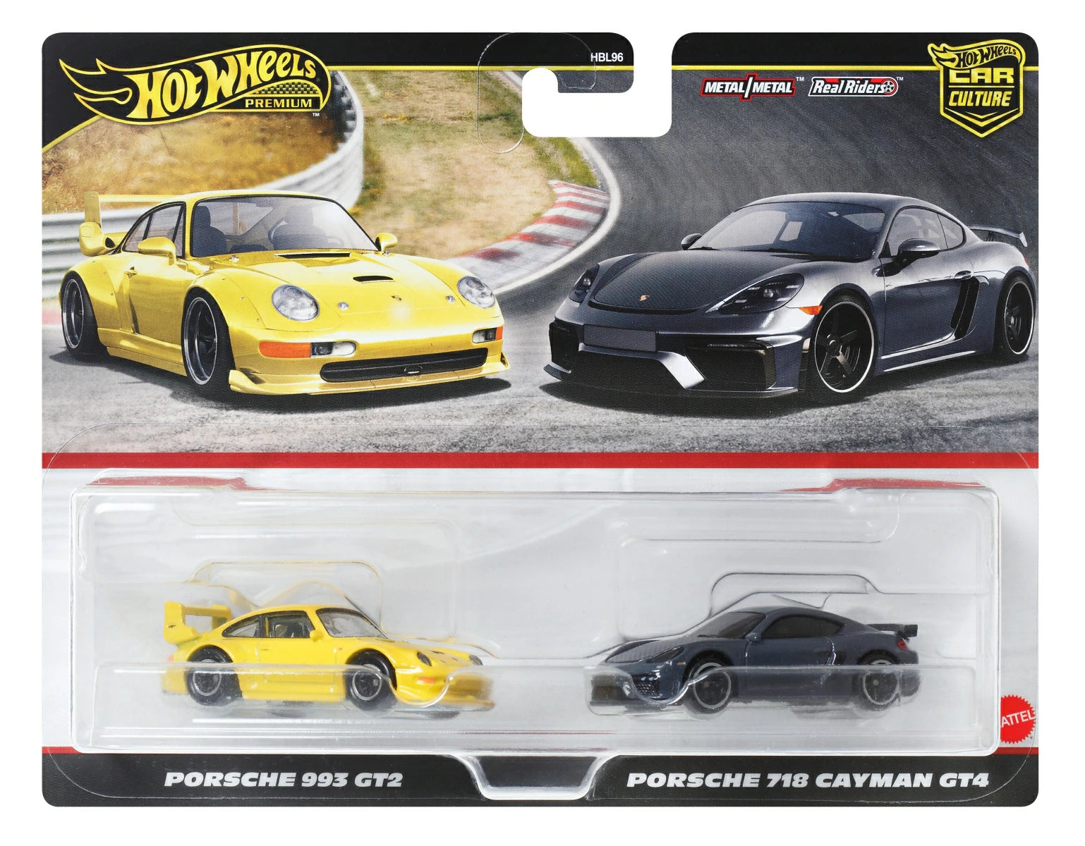 Hot Wheels Premium Car Culture 2 Pack Porsche 993 GT2 & Porsche 718 Cayman GT4