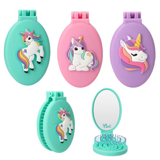 Ylvi Folding Hairbrush with Unicorn