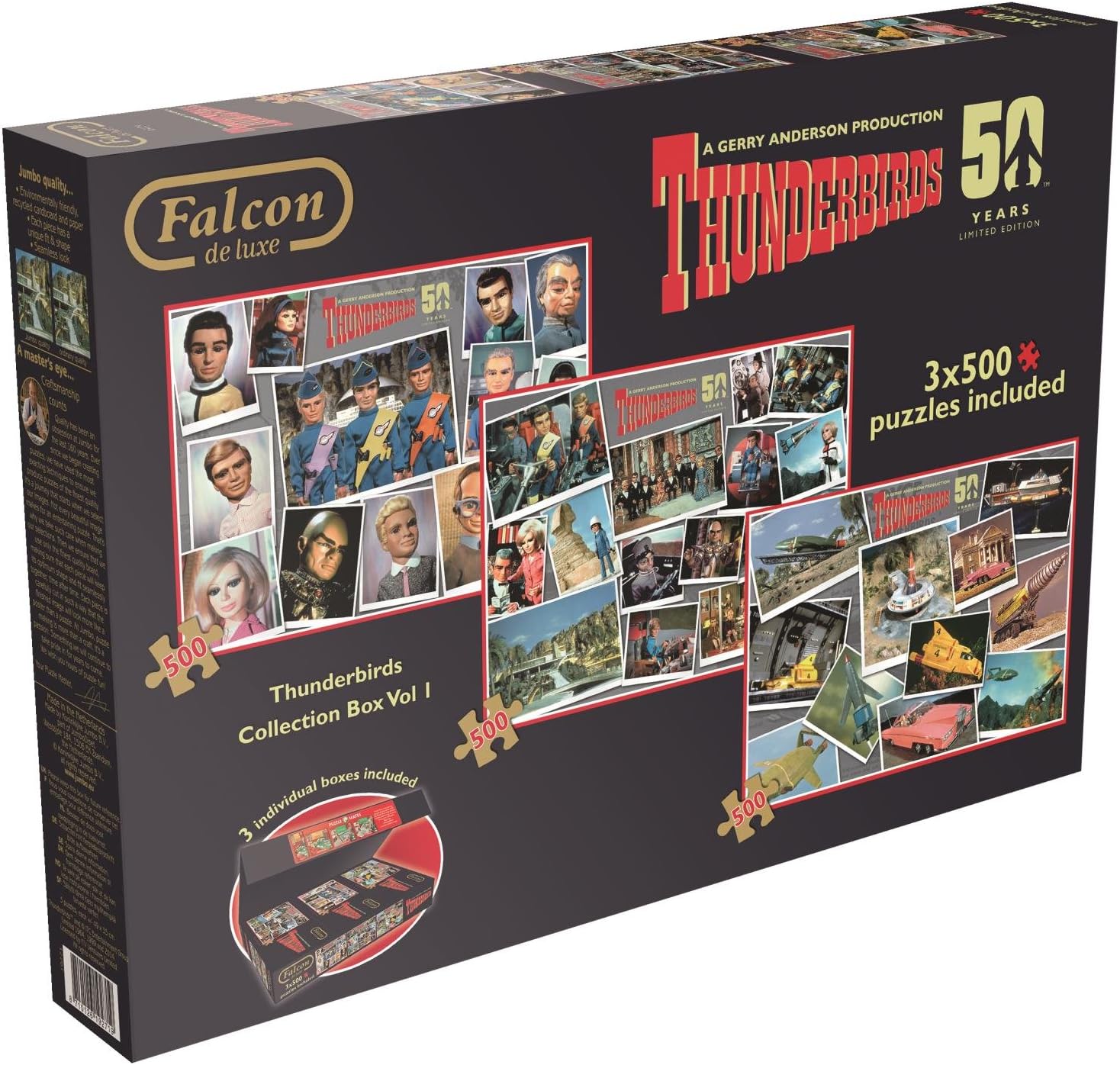 Thunderbirds 3 x 500 Piece Jigsaw Puzzle Set 50 Years Limited Edition