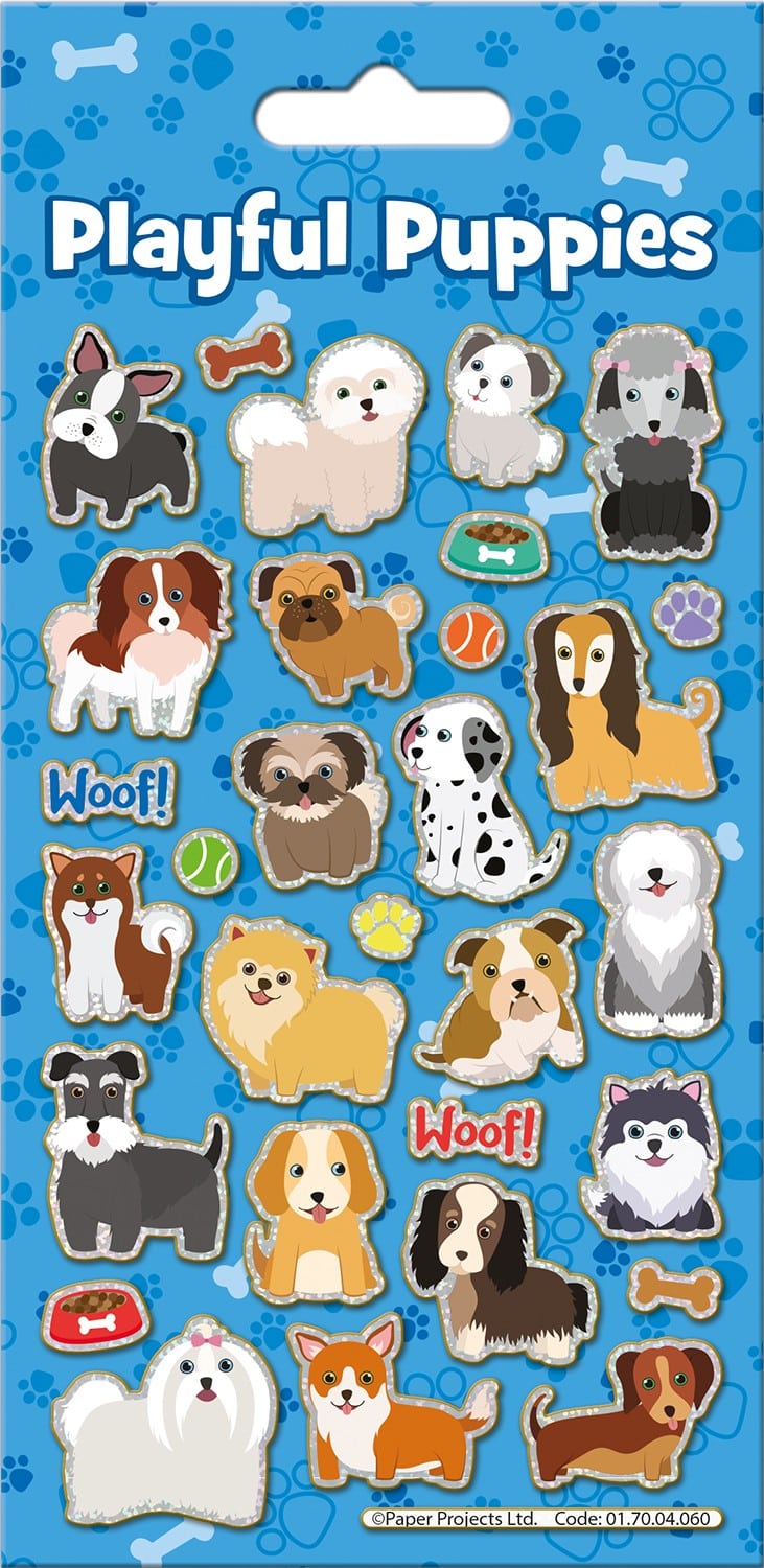 Playful Puppies Sparkle Stickers