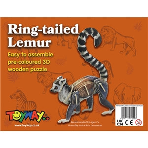 Easy to Assemble Ring-Tailed Lemur 3D Wood Puzzle