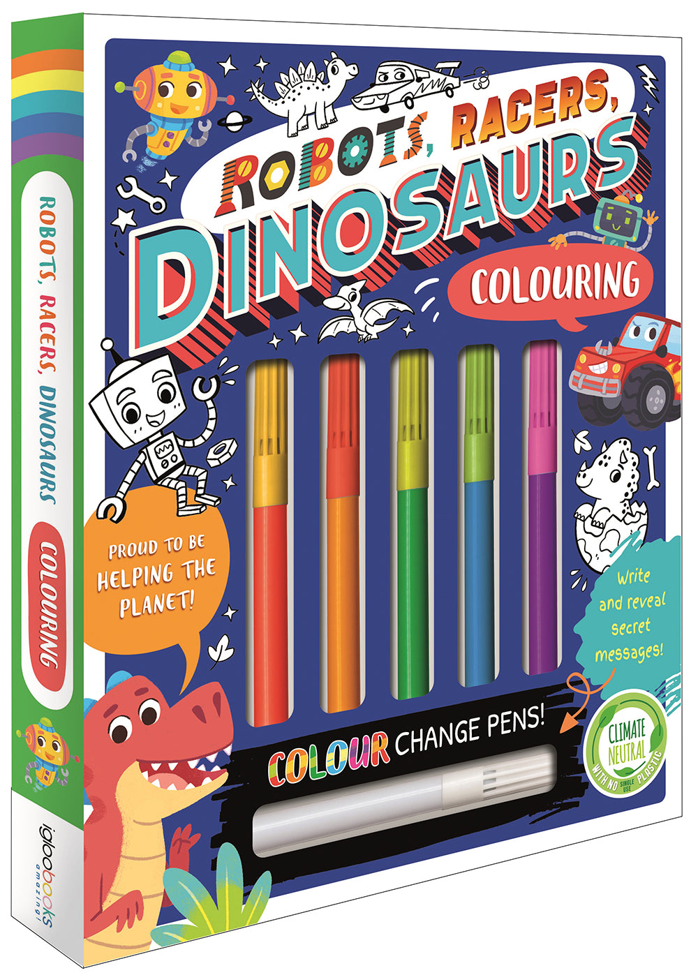 Robots Racers Dinos Colouring with Pencils