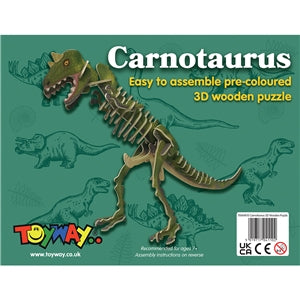 Easy to Assemble Carnotaurus 3D Wooden Puzzle