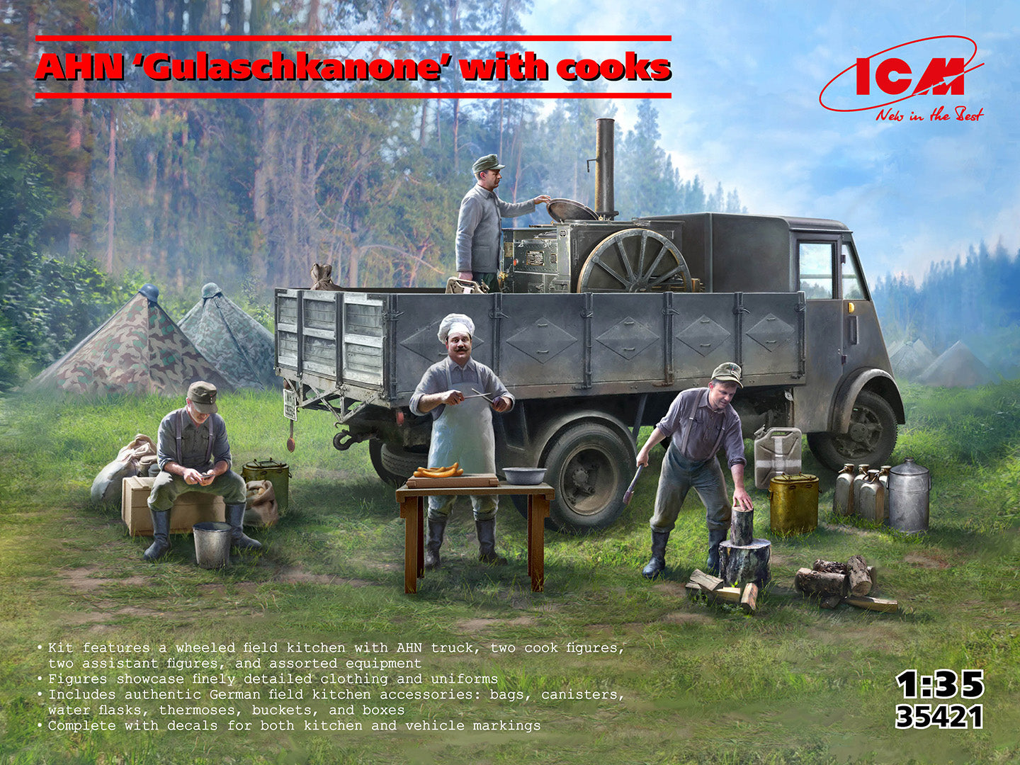 AHN German Mobile Kitchen with Cooks 1:35 Scale