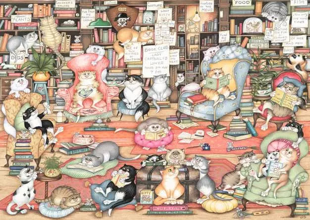 Crazy Cats Bookclub 1000 Piece Jigsaw Puzzle