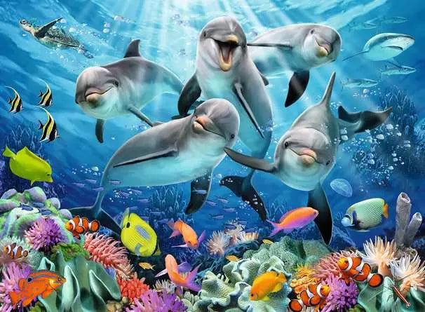 Dolphins in the Coral Reef 500 Piece Jigsaw Puzzle