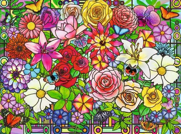 Tiffany Flowers 100 Piece Jigsaw Puzzle