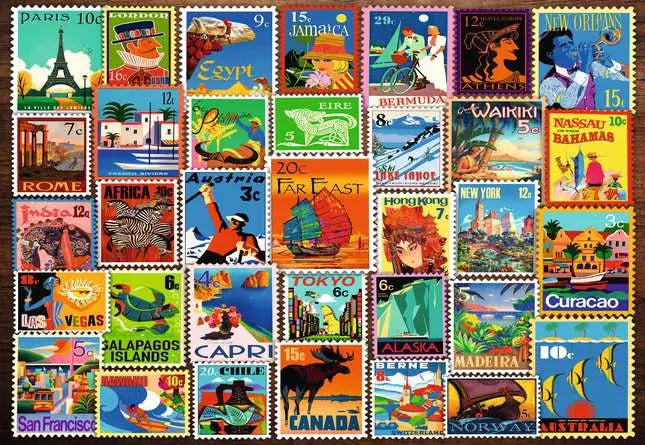 Travel Stamps 200 Piece Jigsaw Puzzle