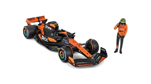 Bburago McLaren MCL38 2024 1:24 Scale Miami Grand Prix with Lando Norris Figure