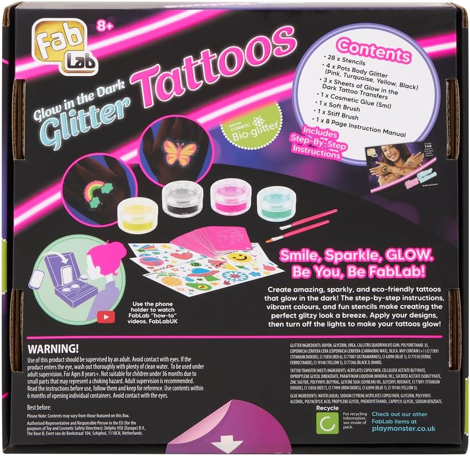 FabLab Glow in the Dark Glitter Tattoos