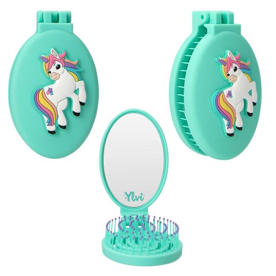 Ylvi Folding Hairbrush with Unicorn
