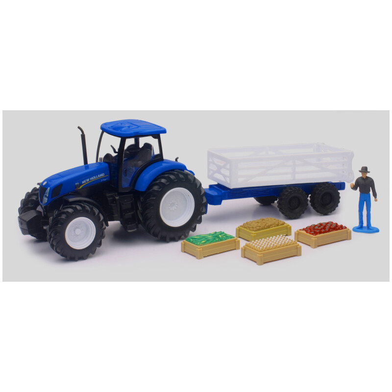 New Holland 1:32 Scale Tractor with Trailer and Food Crates