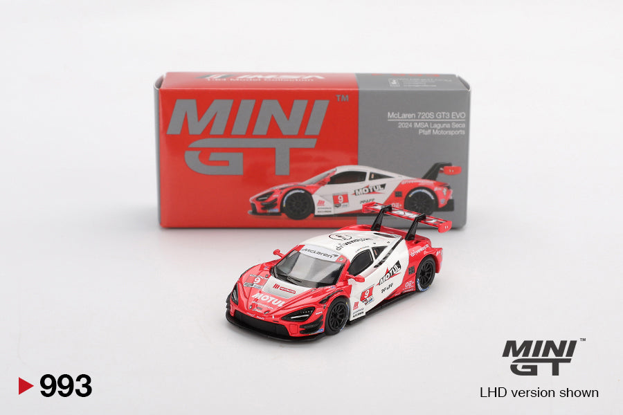 Mini GT McLaren 720S GT3 Evo Pfaff Motorsports 2024 IMSA Laguna Seca 1:64 Die Cast