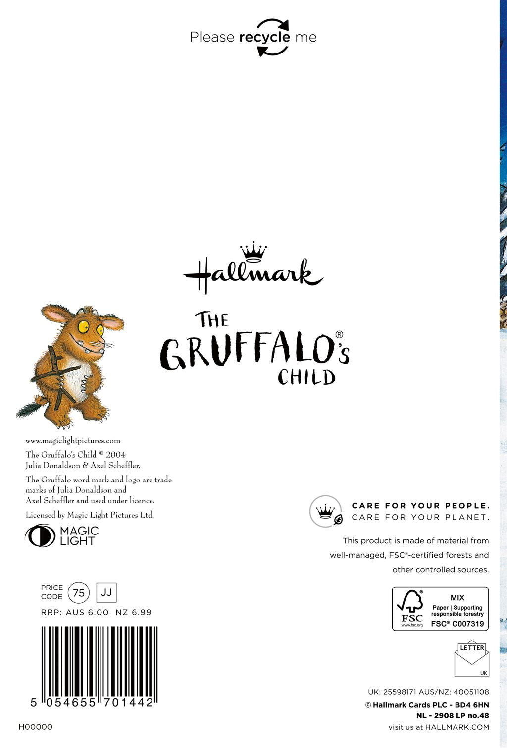 Hallmark The Gruffalo Grandson Christmas Card