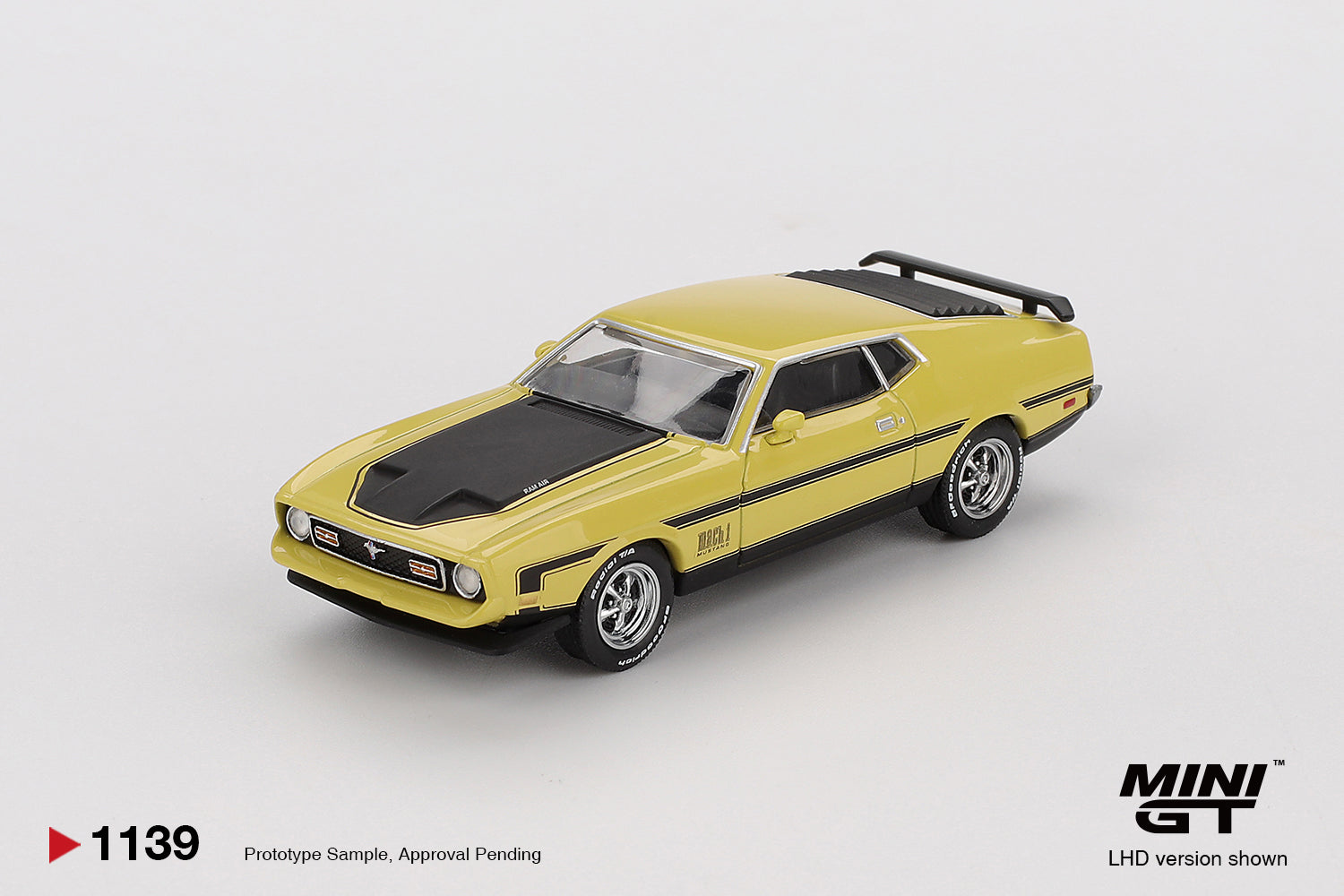 Mini GT Ford Mustang Mach1 Grabber Yellow (LHD) 1:64 Scale