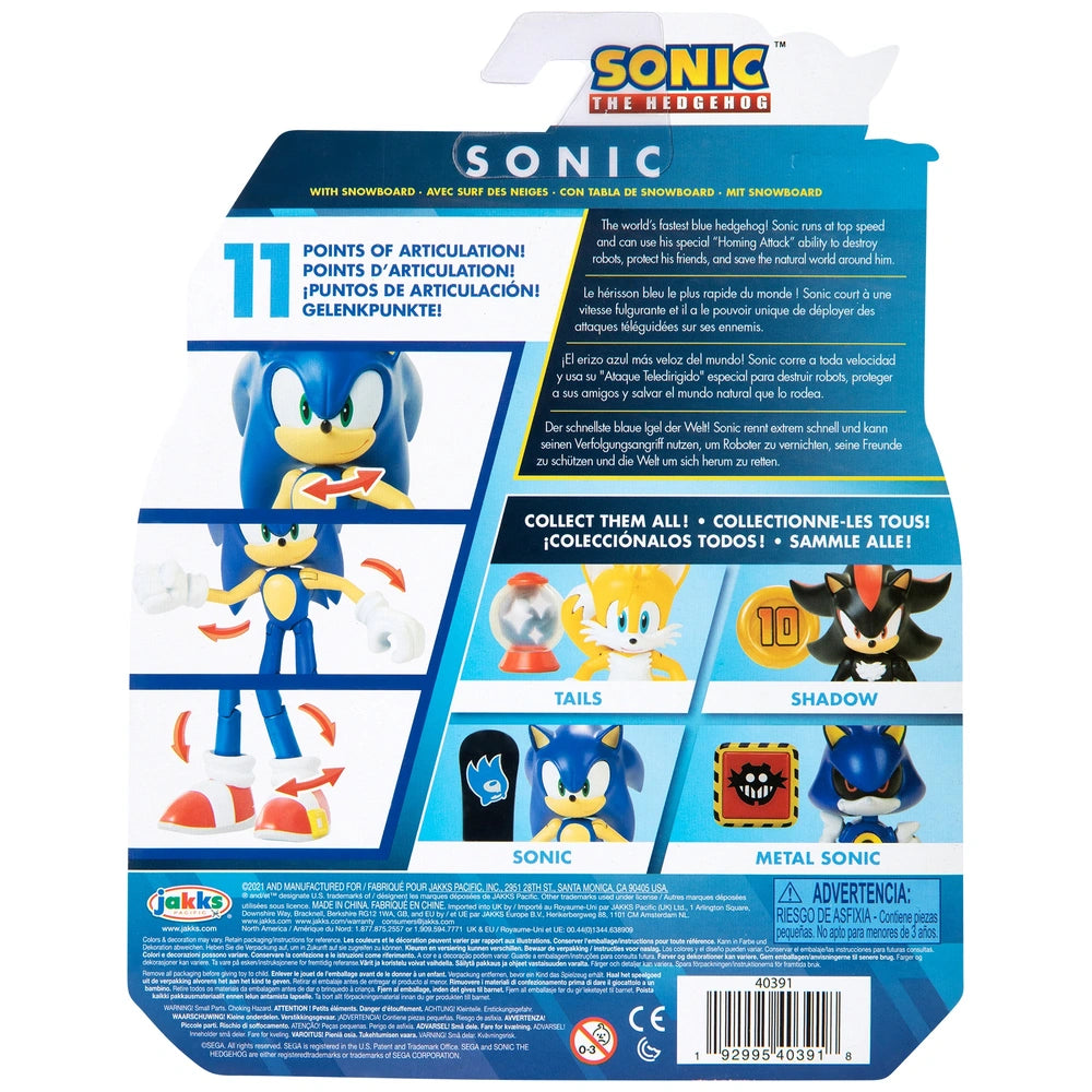 Sonic the Hedgehog with Snowboard Action Figure 10cm 35th Anniversary