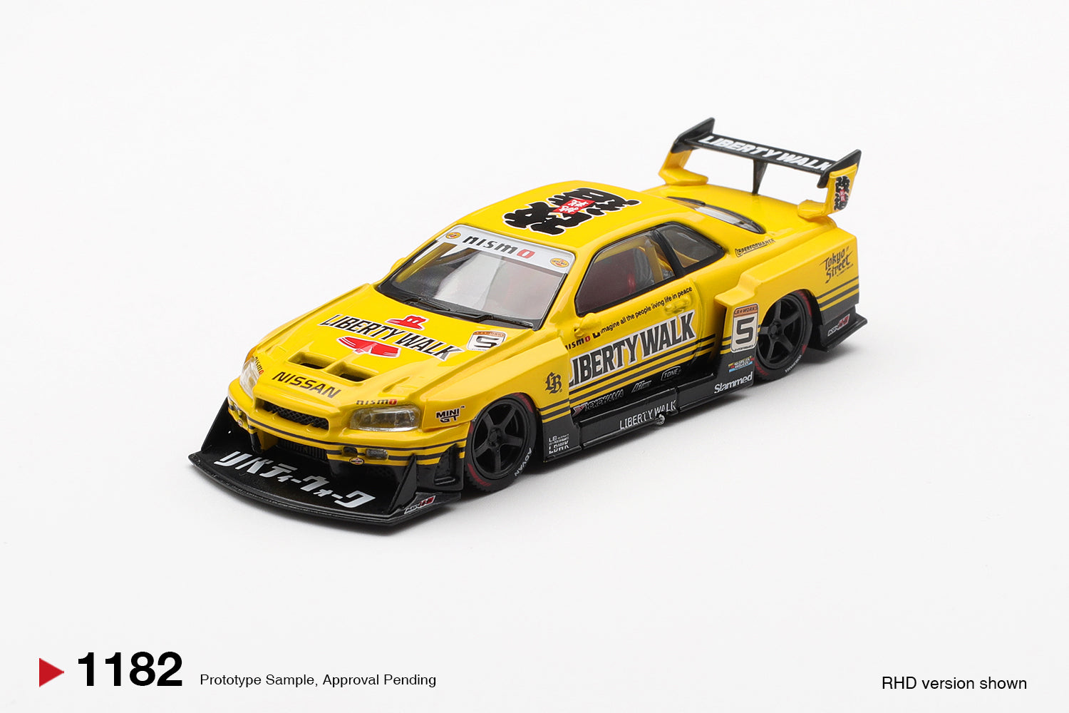 Mini GT Nissan LB-ER34 Super Silhouette SKYLINE Sport Yellow 1:64 Scale