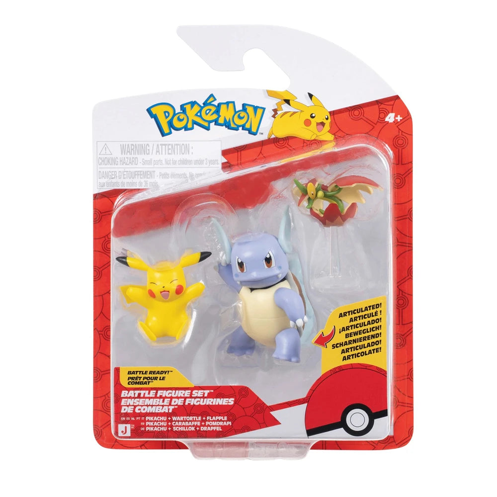 Pokemon Battle Figure Set Pikachu, Wartortle & Flapple