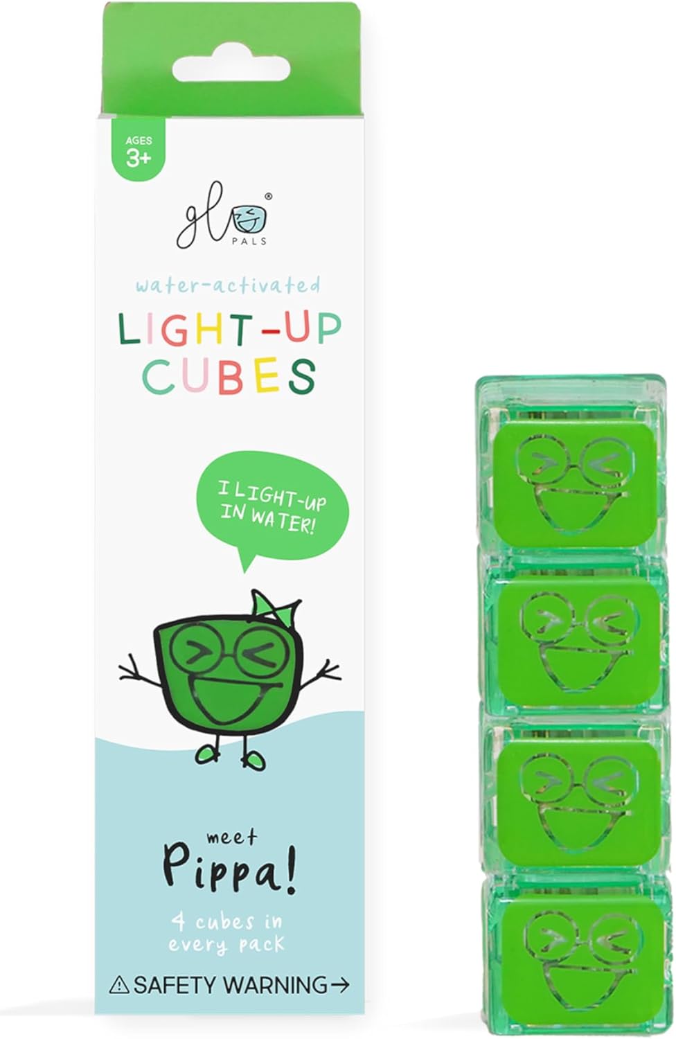 Glo Pals Light up Sensory Cubes - 4 Pack Green - P