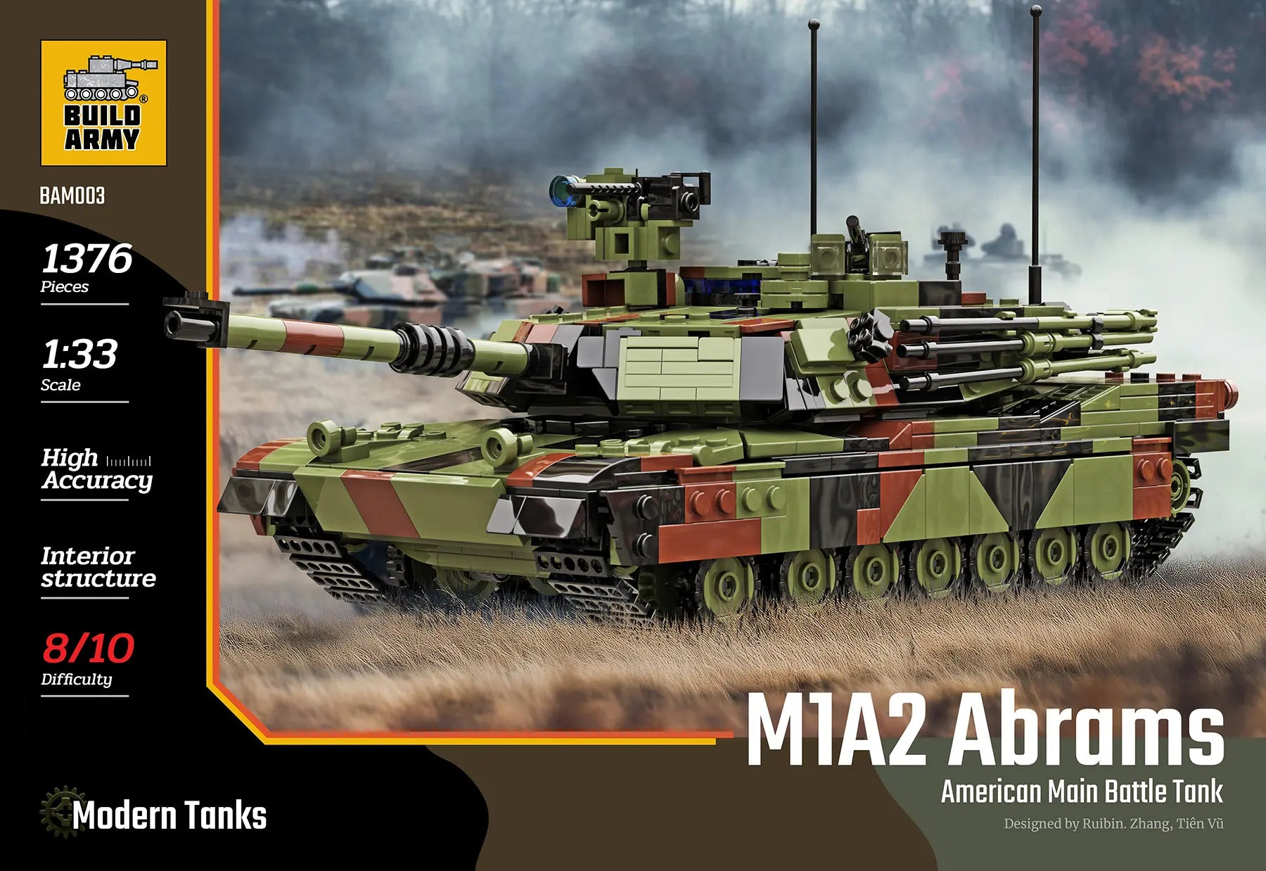 Build Army M1A2 Abrams Main Battle Tank 1376pieces