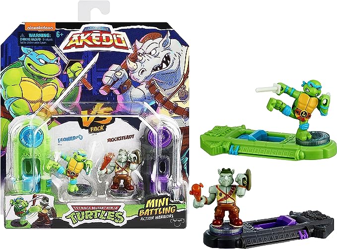 Akedo TMNT Versus Pack Leonardo Vs Rocksteady