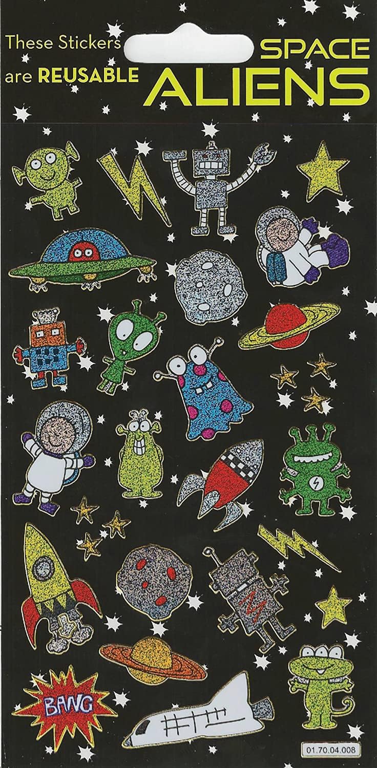 Space Aliens Sparkle Stickers