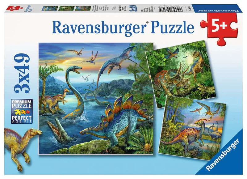 Dinosaur Fascination 3x49 Piece Jigsaw Puzzle