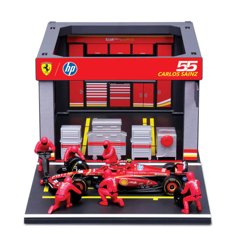 Bburago Ferrari SF-24 & Pit Pass Diorama - Sainz