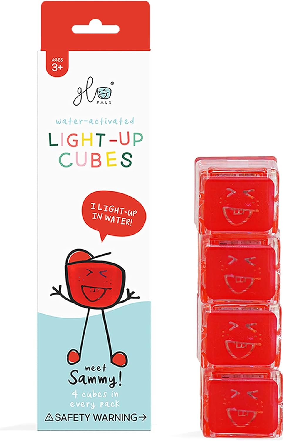 Glo Pals Light up Sensory Cubes - 4 Pack Red - Sam