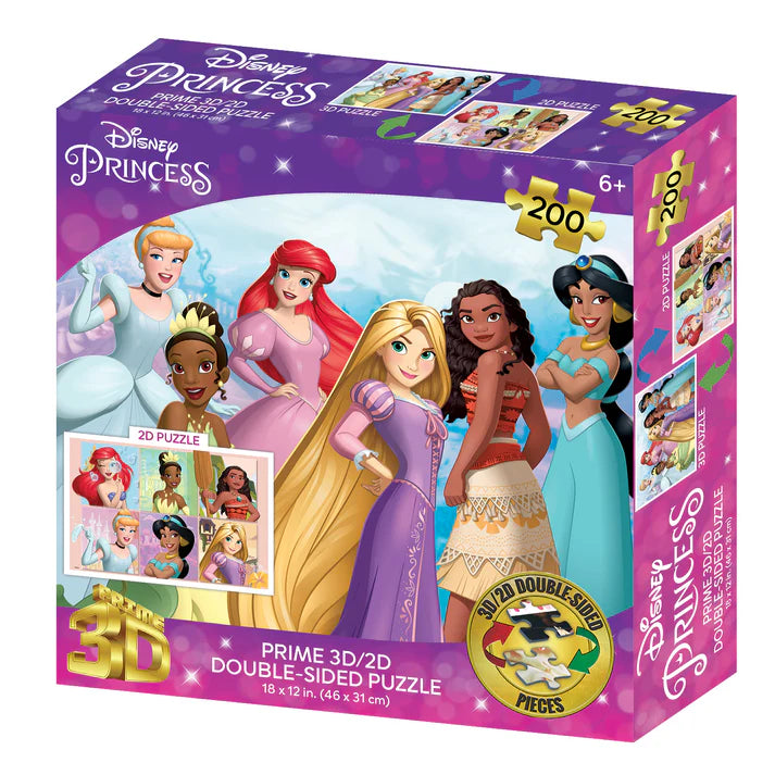 Prime 3D Disney Princess Double Sided Puzzle - 200 pc puzzle