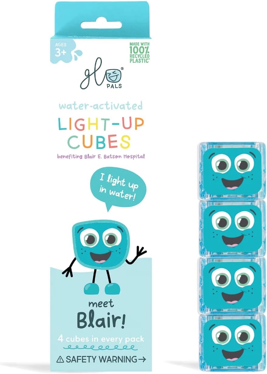 Glo Pals Light up Sensory Cubes - 4 Pack Blue - Bl