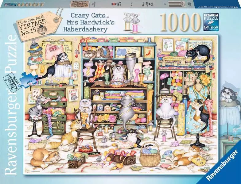 Crazy Cats:Haberdashery 1000 Piece Jigsaw Puzzle