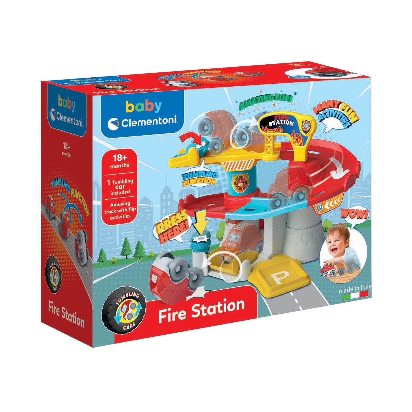 Baby Clementoni - Tumbling Cars Fire Station