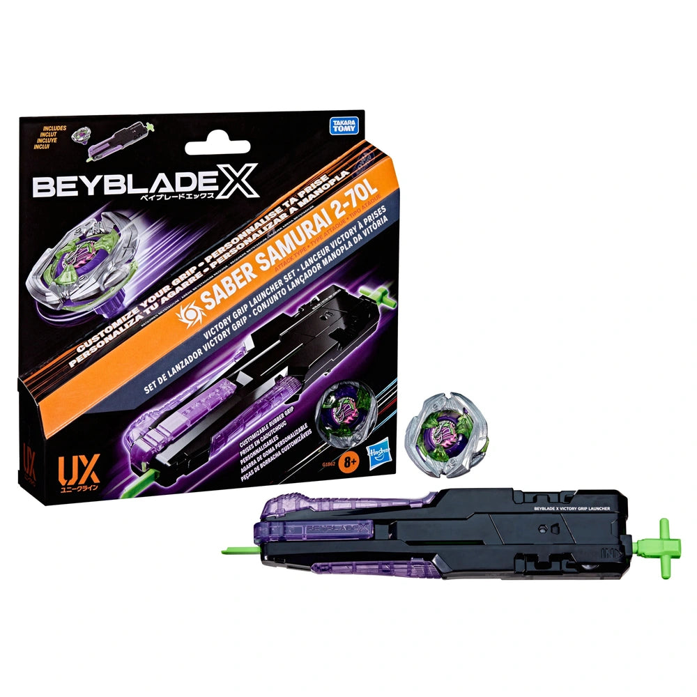 Beyblade X - Saber Samurai Victory Grip Launcher Set